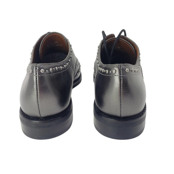 MSRP $250, New Coach Tegan Gunmetal Leather Studded Oxford Wingtip Shoes, Size 7 - Picture 8 of 8